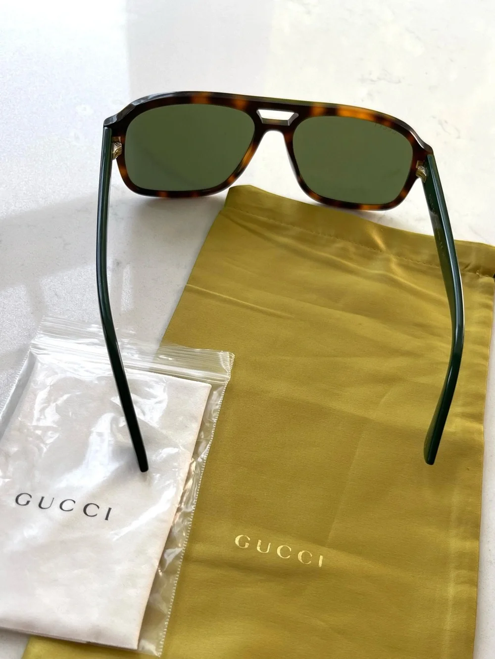 Gucci GG0925S 002 Havana/Green Aviator Sunglasses